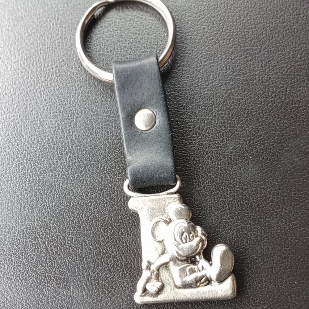 Silver Mickey Mouse Keychain Letter L